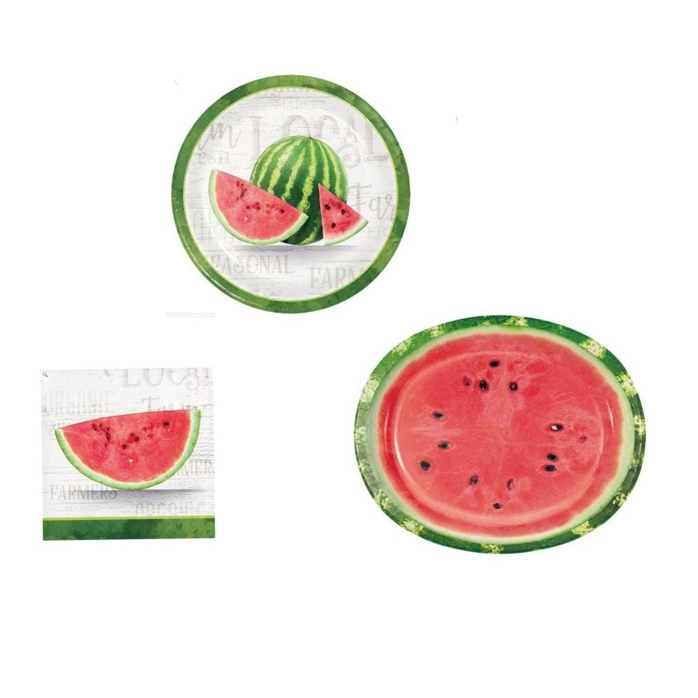 40 pc Fresh Watermelon Party Tableware Bundle Plates, Platter and Napkins